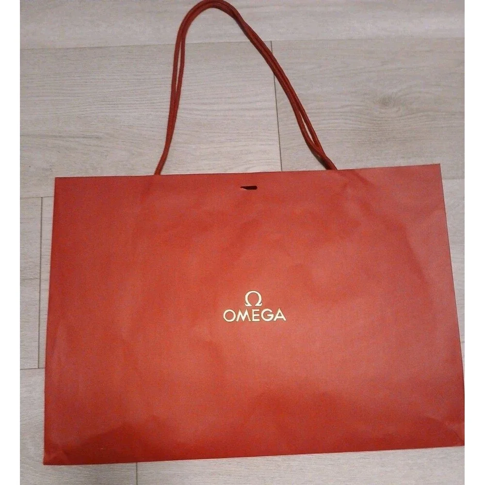 Omega Watch Genuine Retail Paper Shopping Bag Large Used 20½ x 14½ Red